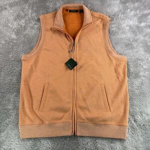 Bobby Jones Pima Cotton Vest Men's L Apricot Full Zip Sleeveless Knit NWT Peru